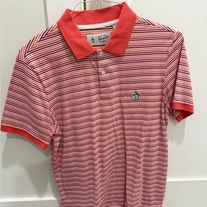 Original Penguin Striped Polo Golf Performance Orange New